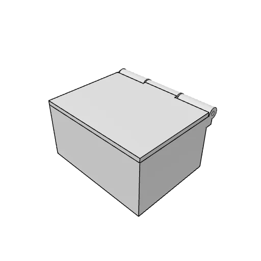 Box with hinged lid: the part as it comes